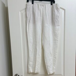 J. Jill Women's White Linen Straight Leg Pants